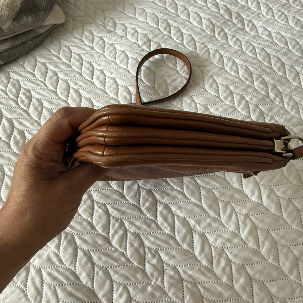 kate spade Brown Leather Pebbled Crossbody Messenger Bag - Picture 6 of 7